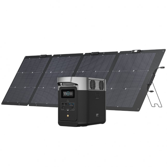 Ecoflow delta 2 power station met 220w nextgen dubbelzijdig opvouwbaar zonnepaneel