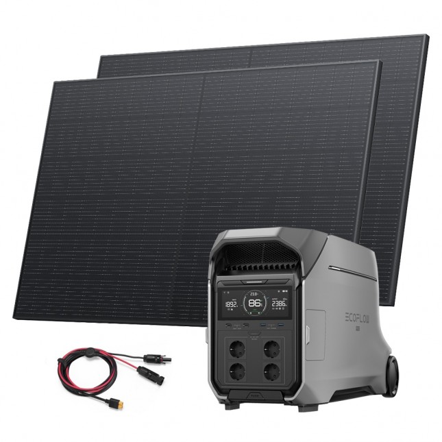 EcoFlow DELTA Pro 3 met 2x 400 W zonnepaneel en XT60i kabel van 3,5m