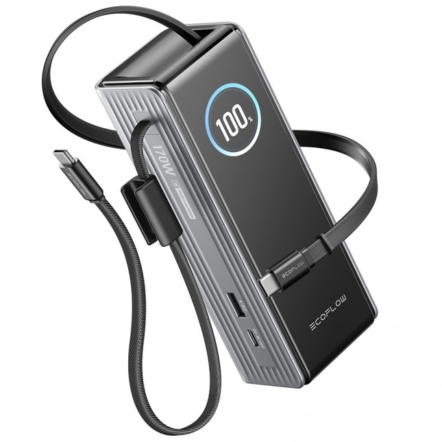 Ecoflow rapid powerbank 25000 mah met ingebouwde kabel zilver 3