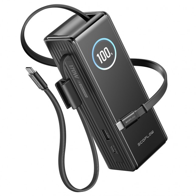Ecoflow rapid powerbank 25000 mah met ingebouwde kabel zwart 3