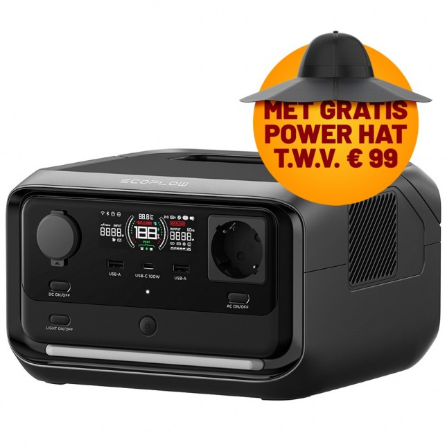 Ecoflow river 3 plus power station met gratis power hat